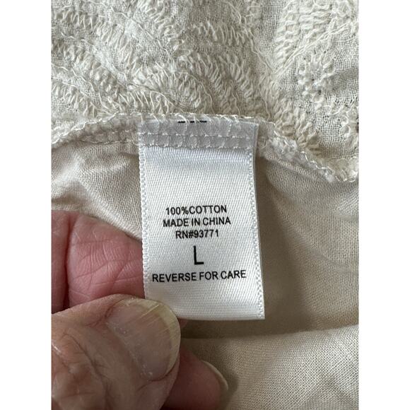 Kaktus Women’s Sz L Ivory Beige Sequins Embroidery Embellished Peasant Top - Picture 8 of 11